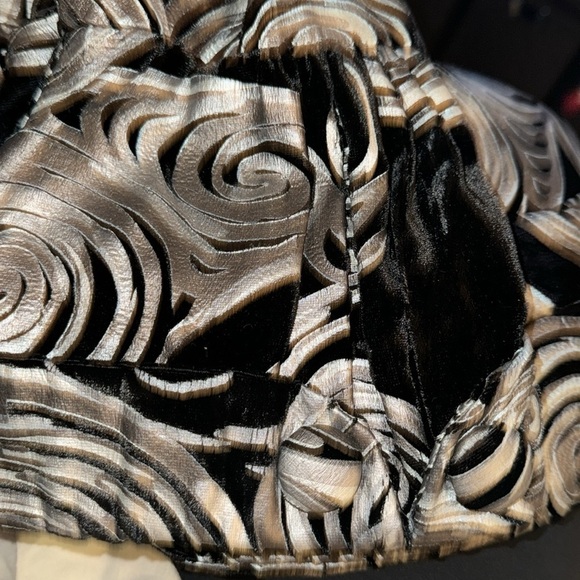 3 Sisters art deco circles print velvet swing blazer coat red polka dot lining S - Picture 10 of 10